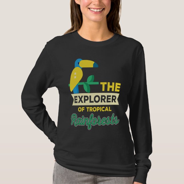 Explorer Of Rainforest Tropical Parrot Nature T-Shirt (Vorderseite)