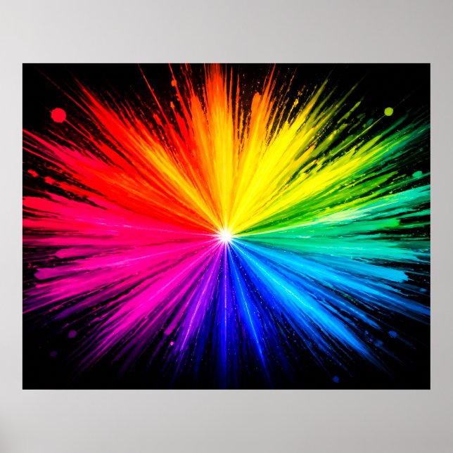 Explosion der Farben der farbenfrohen Regenbogenwa Poster (Vorne)