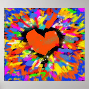 Explosion der Liebe, Herzkunstdruck Poster