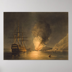 Explosion der USS Dampf Frigate Missouri Poster