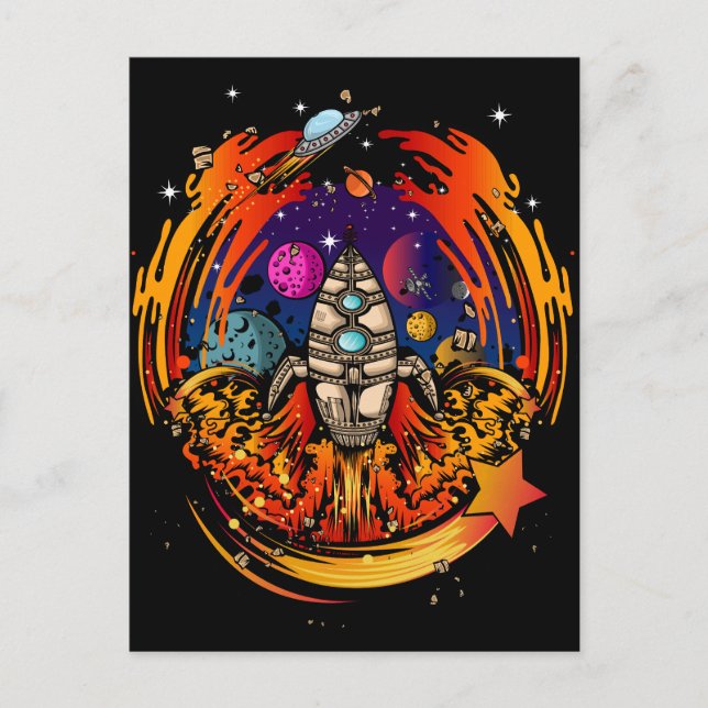 Explosion eines Raumschiffs Postkarte (Vorderseite)
