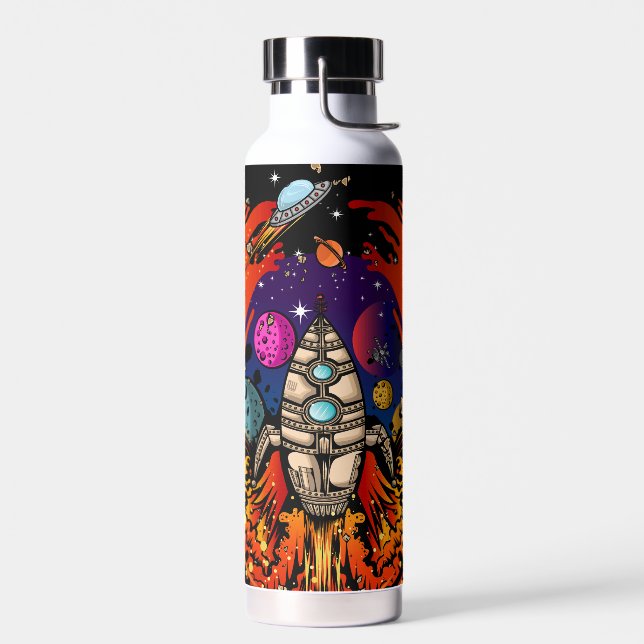 Explosion eines Raumschiffs Trinkflasche (Links)