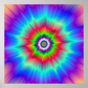 Explosion in blau-rot-grün und violett poster