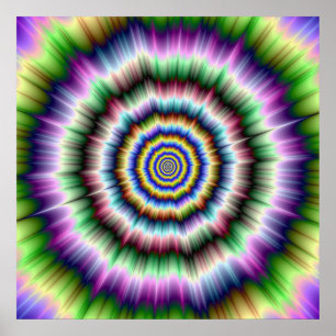 Explosion in violettem Grün- und blauem Poster