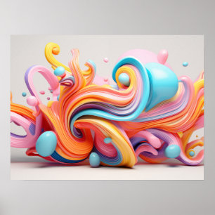 Explosion pastellfarbener Formen Poster