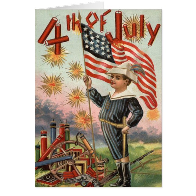 Explosion von Feuerwerkskörpern mit der US-Flagge  (Vorne)