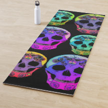 Explosions-Bunte-Totenkopf-Yoga-Matte