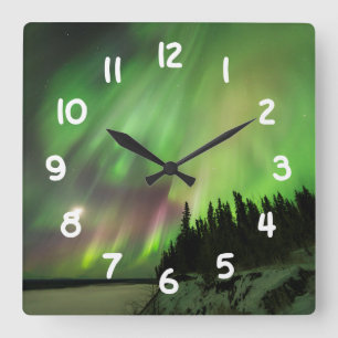 explosionsartiges Aurora Quadratische Wanduhr