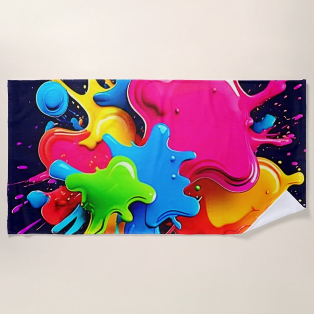 Explosionsfarbige Splash-Kunst Strandtuch (Vorderseite)
