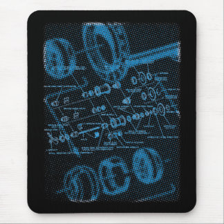 Explosionsnaben-Diagramm (blau auf Dunkelheit) Mousepad