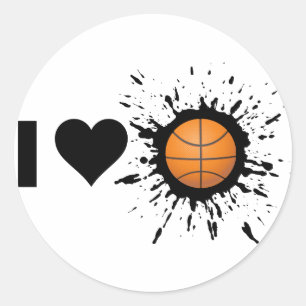 Explosiv Ich liebe Basketball Runder Aufkleber