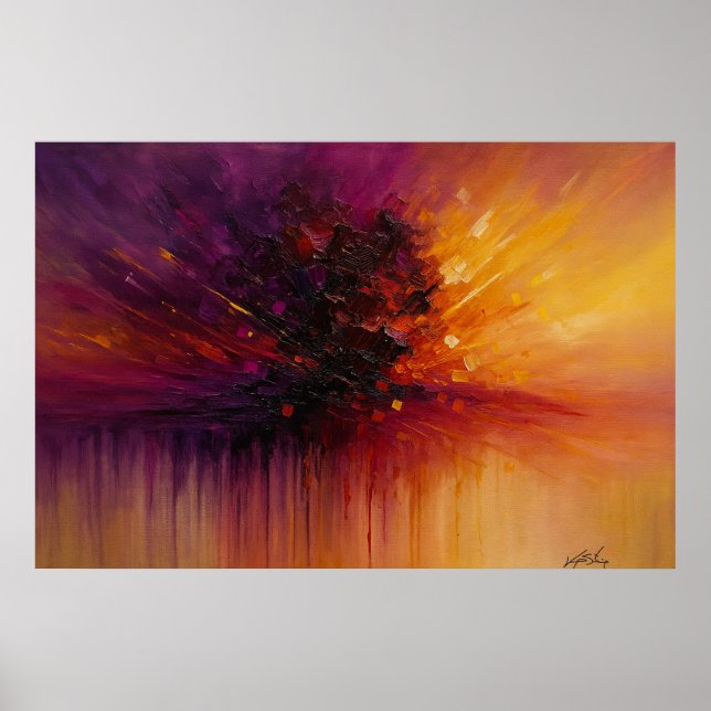 Explosive Abstrakte Energie – Farbige abstrakte Wa Poster (Vorne)