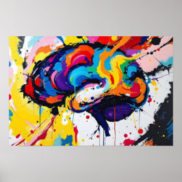 Explosive abstrakte Gestalt des Regenbogenhirns Poster