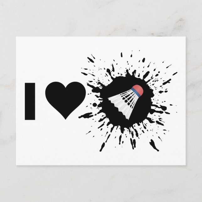 Explosive Ich liebe Badminton Postkarte (Vorderseite)