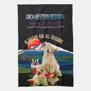 Exposition canine de golden retriever ou serviette