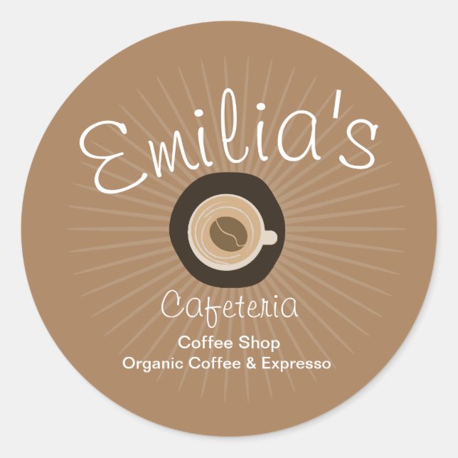 Express Coffee Shop HandGezeichnet Logo Runder Aufkleber (Vorderseite)