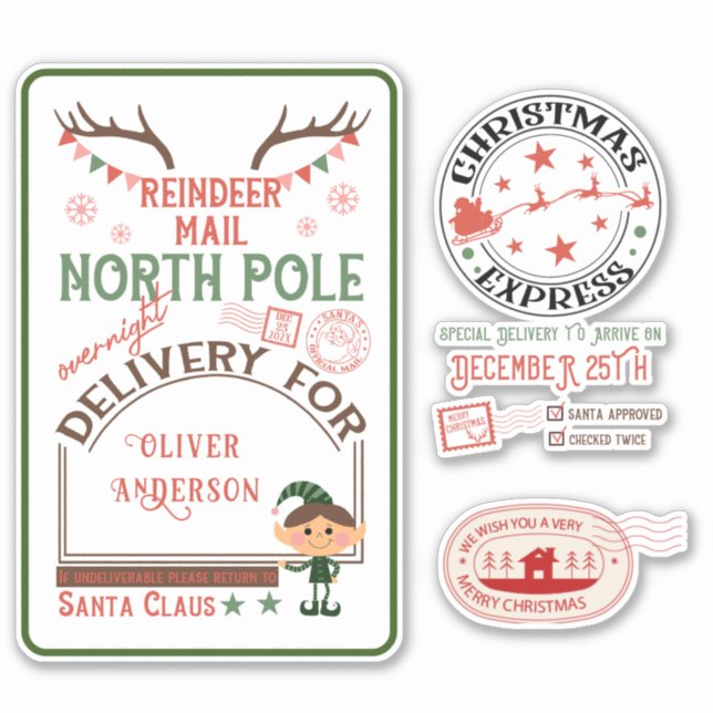 Express Lieferung North Pole Santa Mail gibt Wasse Aufkleber (Vorderseite)