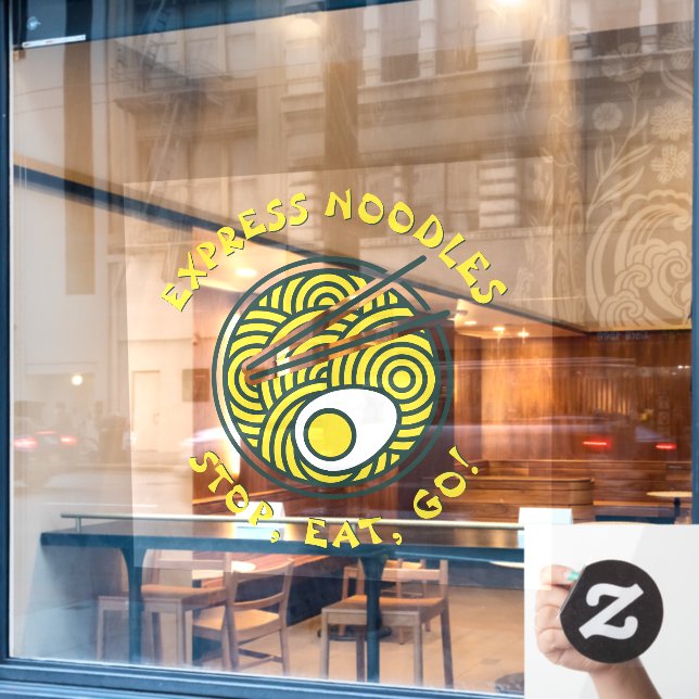 Express Ramen Noodles Restaurant Grosses Fensteraufkleber (Café-Fenster)