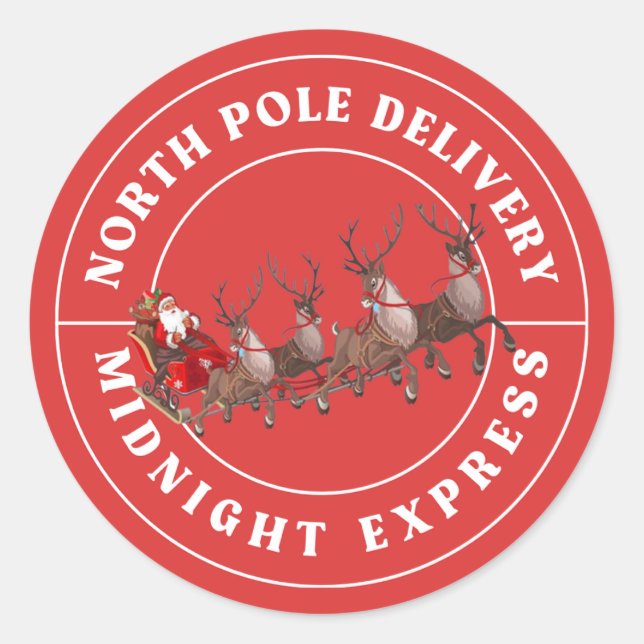 Express-Sticker für Nordpol mit Rentier Runder Aufkleber (Vorderseite)