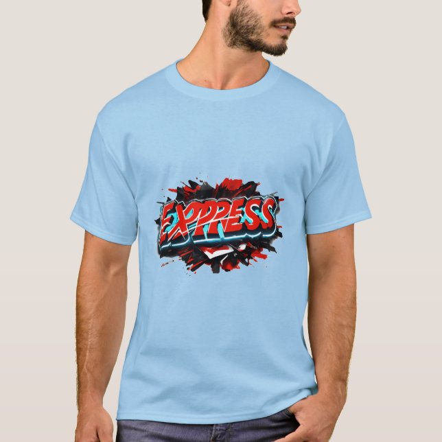 EXPRESS : Style Graffiti 3D Metallic T-Shirt Desig (Devant)
