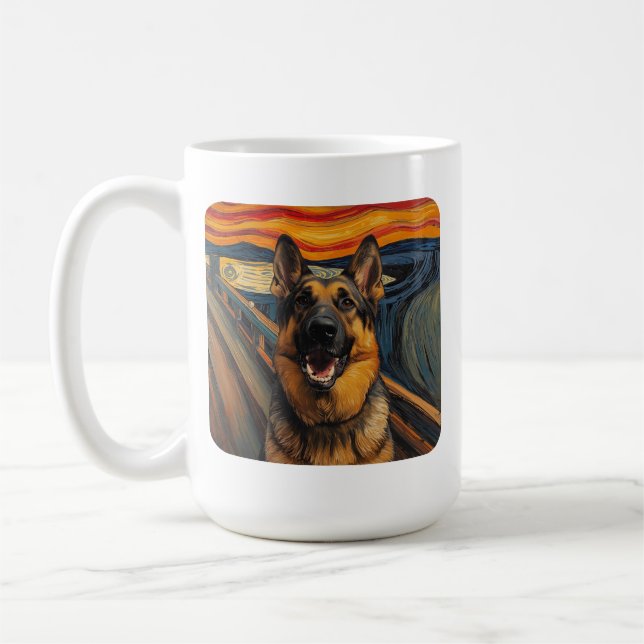 Expressionist Angst Painting German Shepherd Kaffeetasse (Links)