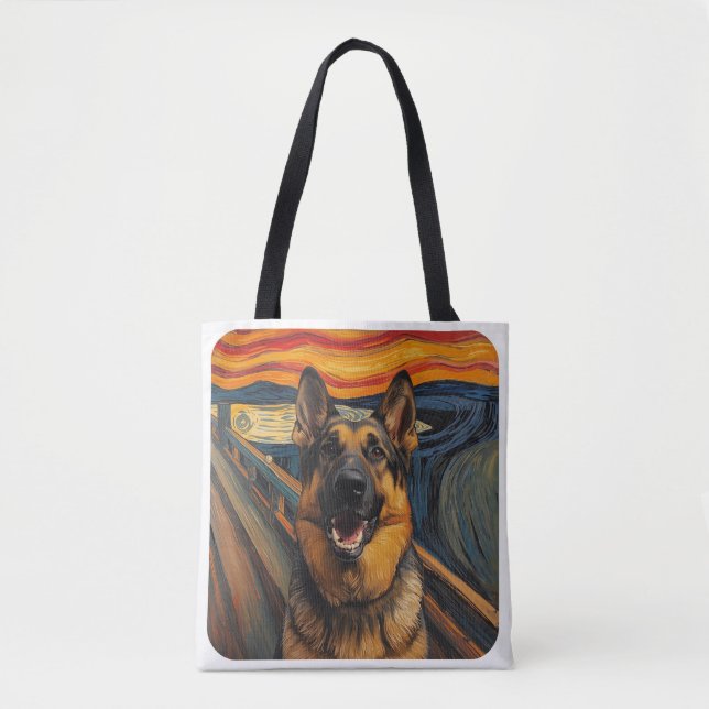Expressionist Angst Painting German Shepherd Tasche (Vorderseite)