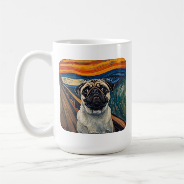Expressionist Angst Painting–Inspired Pug Art Kaffeetasse (Links)