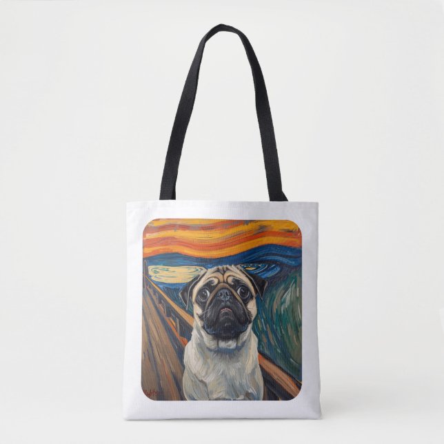 Expressionist Angst Painting–Inspired Pug Art Tasche (Vorderseite)