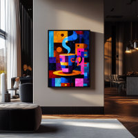 Expressionist Geometry Coffee - Vibrant Café