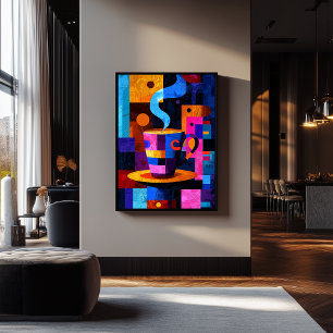 Expressionist Geometry Coffee - Vibrant Café Poster
