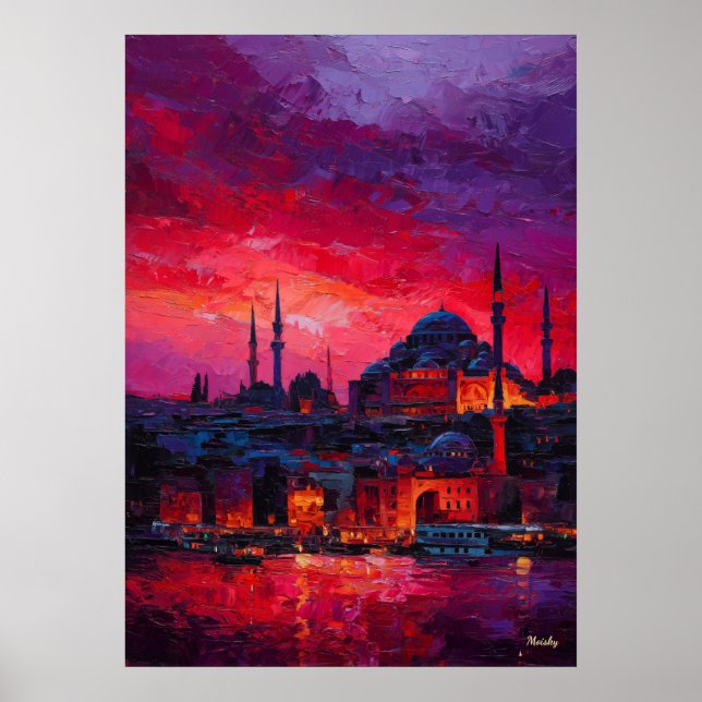 Expressionist Istanbul Skyline Vibrant City Poster (Vorne)