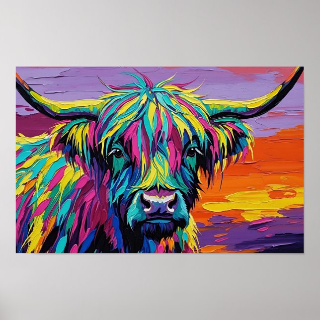 Expressionist Vibrant Colorful Cow Poster (Vorne)