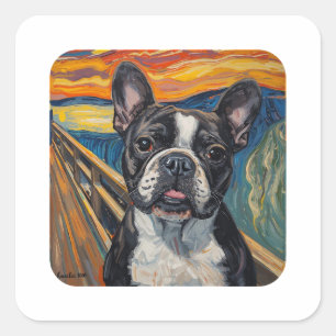 Expressionistische Angstmalerei–inspirierte Pug-Ku Quadratischer Aufkleber