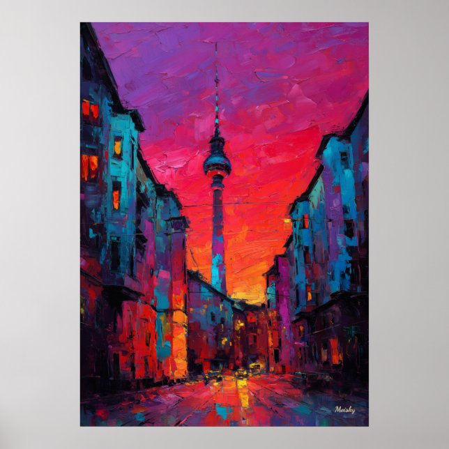 Expressionistische Berliner Skyline Farbige urbane Poster (Vorne)