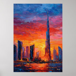 Expressionistische Dubai-Skyline Lebendige moderne Poster
