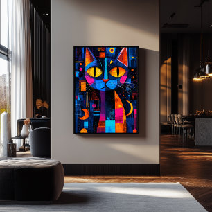 Expressionistische Geometrie Katzenposter – Lebend Poster