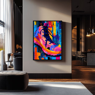 Expressionistische Geometrie Sneaker, Vibrante Str Poster