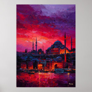 Expressionistische Silhouette von Istanbul Lebendi Poster