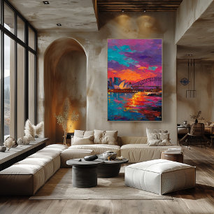 Expressionistische Sydney-Skyline - Lebendige Hafe Poster