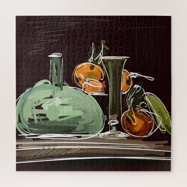 Expressionistischer Fruchtwein Grüner Vasen (Vertikal)