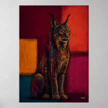 Expressionistischer Luchs in Farbflächen abstrakte