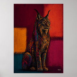 Expressionistischer Luchs in Farbflächen abstrakte Poster