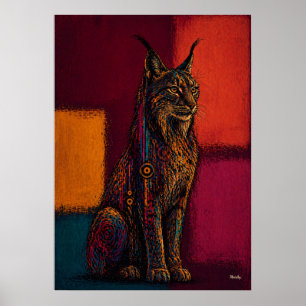 Expressionistischer Luchs in Farbflächen abstrakte Poster