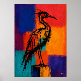 Expressionistischer Watvogel-Farbfelder abstrakt Poster