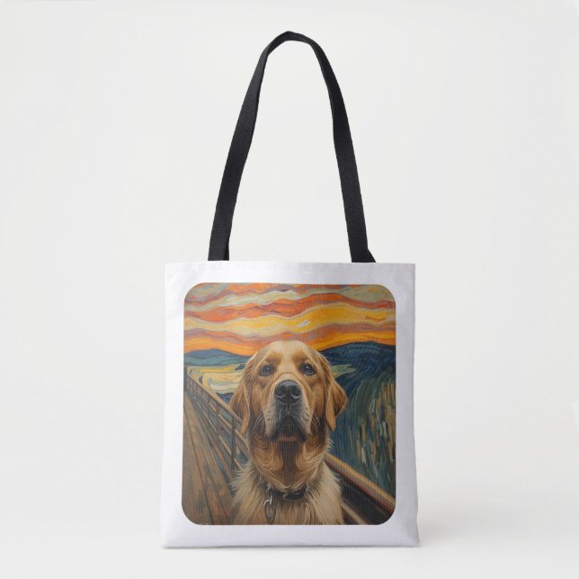 Expressionistisches Angst-Gemälde Golden Retriever Tasche (Vorderseite)