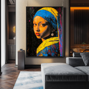 Expressionistisches Mädchen mit dem Perlenohrring Poster