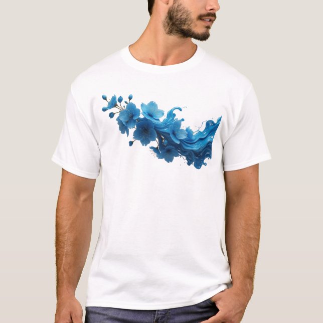 Expressive abstrakte Blumenkunst-Design T-Shirt (Vorderseite)