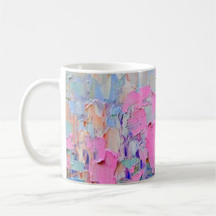 Expressive geprägte Farbe auf Leinwand, erstellt m Kaffeetasse