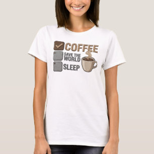Expressives Rosa COFFEE ZUERST RETTE DIE WELT Art T-Shirt