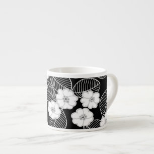 Expresso 1 Tasse à espresso Damask Floral Gris Noir Blanc